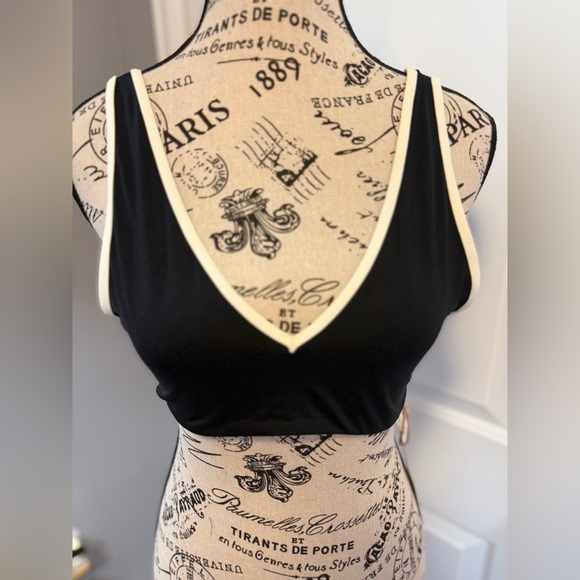 NWT FP Movement x Toast Swim “Bind V-Neck Bikini Top” in Black/Meringue - Picture 2 of 7